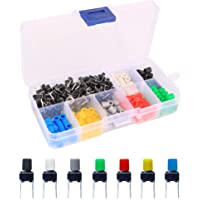 Los mejores  - Gebildet 105pcs 6×6×8mm MomentáneoTáctil Tact Push Button Interruptor- Micro Táctil Interruptor con Botón Tapas de 7…